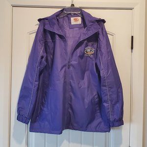 Cute Purple Rain Jacket with detachable Hood, Size XL